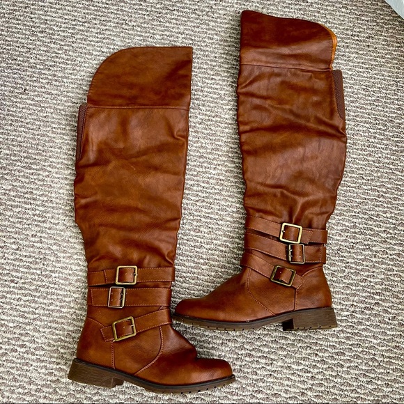 Nature Breeze Shoes - Nature Breeze Brown Over the Knee Boots